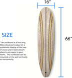 Surfboard Longboard Wall Decoration Décor - Hangs Vertical or Horizontal – Glossy Surface Like a Real Surfboard – Beach House, Coastal Living, Tropical Beach Theme – 66 inches Long