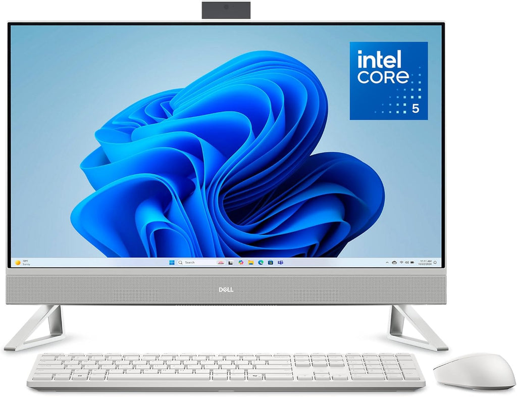 Dell 27 All-in-One Desktop ec27250-27-inch FHD (1920 x 1080) Display  Intel Core 5 Processor 120U  Intel Graphics  16GB DDR5 RAM  512GB SSD  Windows 11 Home  Onsite Service - White