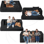 Futon Sofa Bed with Pillow, 3-in-1 Sleeper Sofa Bed with Removable Cover, Convertible Floor Sofa Bed, No Assembly Boneless Couch for Living Room, Bedroom