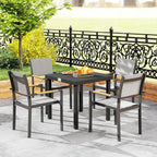 Outsunny Outdoor Dining Table for 4 Person, Square Patio Table, Aluminum Metal Legs for Garden, Lawn, Patio, Woodgrain Black