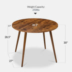 Best Choice Products Round 35.5in Dining Table for 4 w/Sturdy Wood Finish Steel Legs, Mid Century Modern, Space-Saving, Small Space Circle Dinette for Home, Kitchen, Apartment - Medium Brown