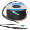 100M/328FT OM3/OM4 LC to LC Outdoor Armored Fiber Optic Patch Cable  Multimode Duplex 50/125μm  10Gb/40Gb/100Gb  Industrial TPU Jacket  Direct Burial  Uniboot  MMF  OD 5mm  Pulling Eye Kit Installed