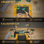 Helping Hands Soldering Station with Heavy-Duty Steel Base, Non-Slip Silicone Pad, 10+ Magnetic Accessories Kit, 10X 5X Magnifying Lamp, Third Hand Soldering Tool for Craft PCB Jewelry Making Modeling