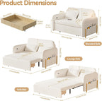 3-In-1 Convertible Sofa Bed with USB Ports, Pull Out Couch for Living Room Teddy Suede Fabric, Loveseat Sleeper Sofa with Side Pockets, 2 Pillows, Hide a Bed Couches for Small Spaces（US Fast Arrival）