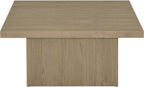 Coaster Home Furnishings - Devar - Wood - Square Coffee Table with Plinth Base, Geometric Design and Transitional Style - Living Room - Latte - 710918