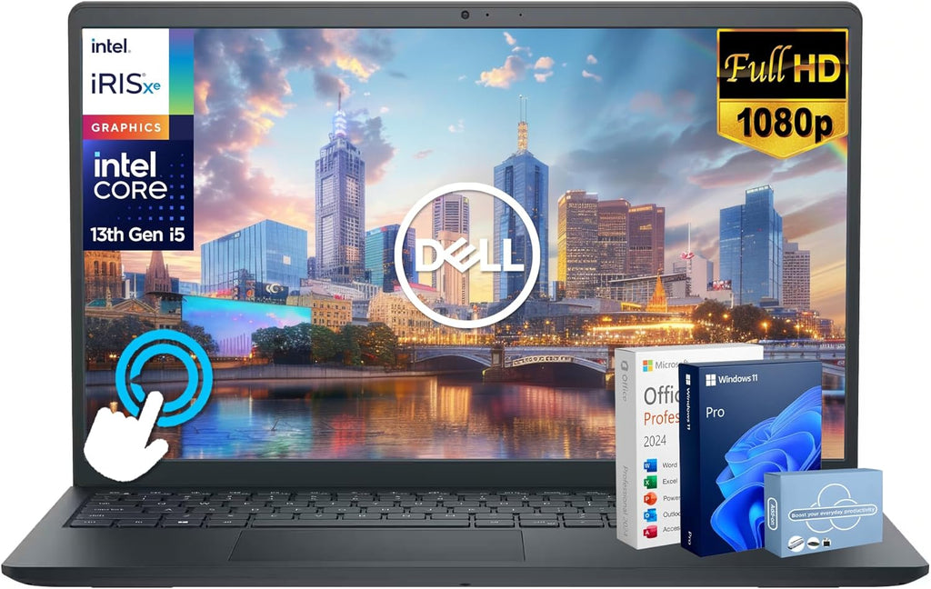 Dell Inspiron 15 Touchscreen Laptop for 2025-2026 Business Student Home  AI Computer  15.6" FHD  10-Core Intel i5  16GB RAM  1TB Storage (512GB SSD+500GB Ext) MarxsolAddon  Win 11 Pro  Lifetime Office