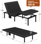 Yaheetech Twin XL Adjustable Bed Frame,w/Wireless Remote,Massage Function,Nightlight,4 Height-Adjustable Legs,Head & Foot Incline,USB Ports,Easy Assembly(3-Step)