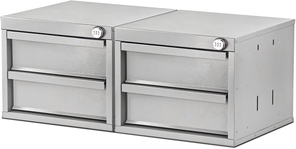 AA Products 2 Drawer Cabinet Set with Password Lock Designed for 16" D AA Van Shelving, Set of 2 Steel Storage Cabinet for Van, Utility Garage, 15.75’’W x 12.5’’H x 15.6”D