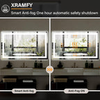 40"x 60"LED Bathroom Mirror, Backlit + Front Lit, LED Bathroom Mirror with Lights for Wall, 3 Colors, Anti-Fog, Dimmable Brightness, Tempered Glass