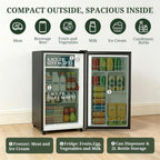 Mini Fridge with Freezer, 3.2 Cu.Ft Compact Single Door Refrigerator with Adjustable Thermostat, Low Noise & Energy Efficient (0.41kWh/Day), Small Fridge for Bedroom, Dorm, Office, Apartment (Silver)