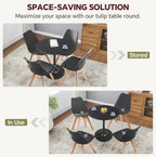 Round Dining Table 27.5" Black Tulip Table with Pedestal Base for 2-4 People Small Space - Kitchen Living Room Cafe