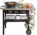 Cuisinart Outdoor Wok Station, 50,000 BTU Propane Outdoor Wok Burner w Prep Table, 14测 Carbon Steel Wok for Stir Fry, Searing, BBQ  Black