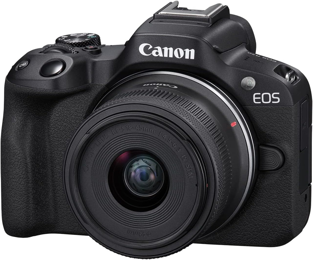 Canon EOS R50 Mirrorless Camera RF-S18-45mm F4.5-6.3 is STM Lens Kit  24.2 Megapixel CMOS (APS-C) Sensor  4K Video  Hybrid Camera  Photo and Video  Vlogging  Content Creator  RF Mount  Black
