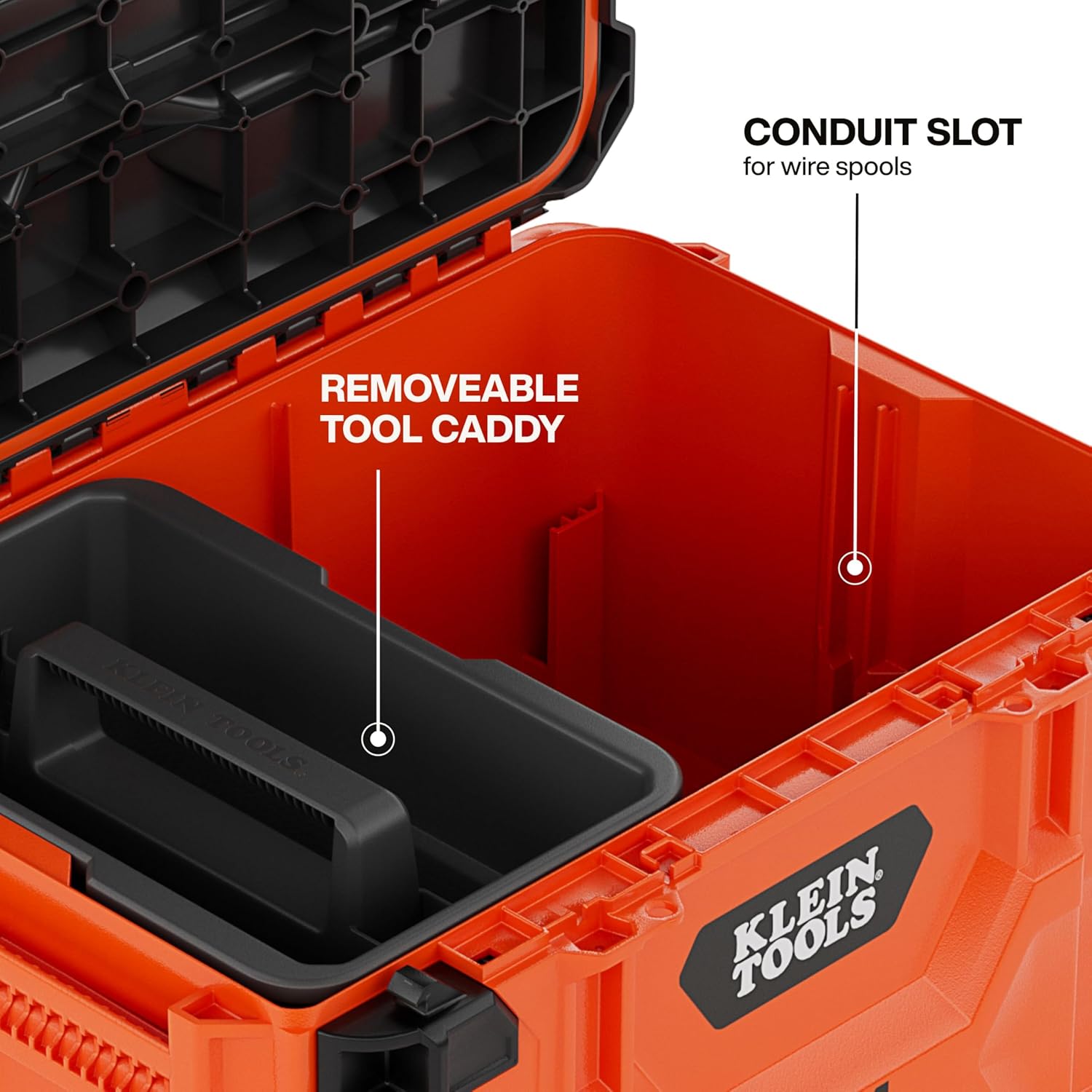 Klein Tools 54200MBX MODbox Medium Deep Tool Box, Heavy Duty Organizer with Removable Tray, Water and Debris Resistant, Stackable Module
