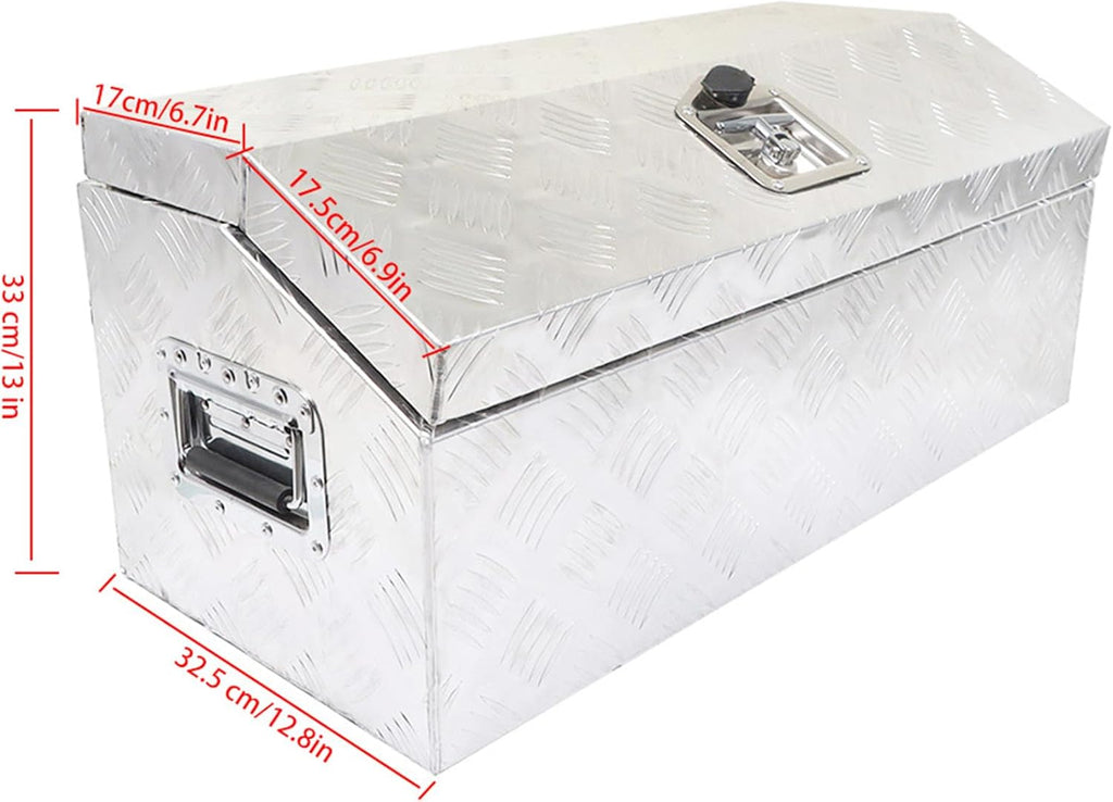 30 Aluminum Trailer Tool Box Chest box Pickup Truck Bed Storage Toolboxes Organizer Side Handle, Lock w/ 2 Keys, Silver