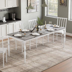 78" Modern Dining Table with Heavy-Duty Metal Legs, Farmhouse Kitchen Table for 6-8 Family, Gray Wood Top with Spindle Design for Dining Room, Home Office, Apartment