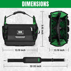 SK 15-Inch Open Top Tool Bag, Heavy Duty Tool Tote with 28 Pockets, Tool Bag Organizer with Padded Shoulder Strap and Ergonomic Handle, 1680D Fabric with Waterproof Hard Base
