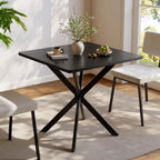 Unovivy 31.5" Small Square Dining Table for 2-4, Space Saving Kitchen Dinner Table, Industrial Compact Modern Dining Room Desk for Kitchen, Apartment, Black