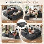 Vongrasig 103" Boneless Couches for Living Room,Sectional Couches Modular Sofa with L-Shaped Chaise, Memory Foam Comfy Cloud Couch with Plush Corduroy Fabric, No Assembly Required, Dark Grey