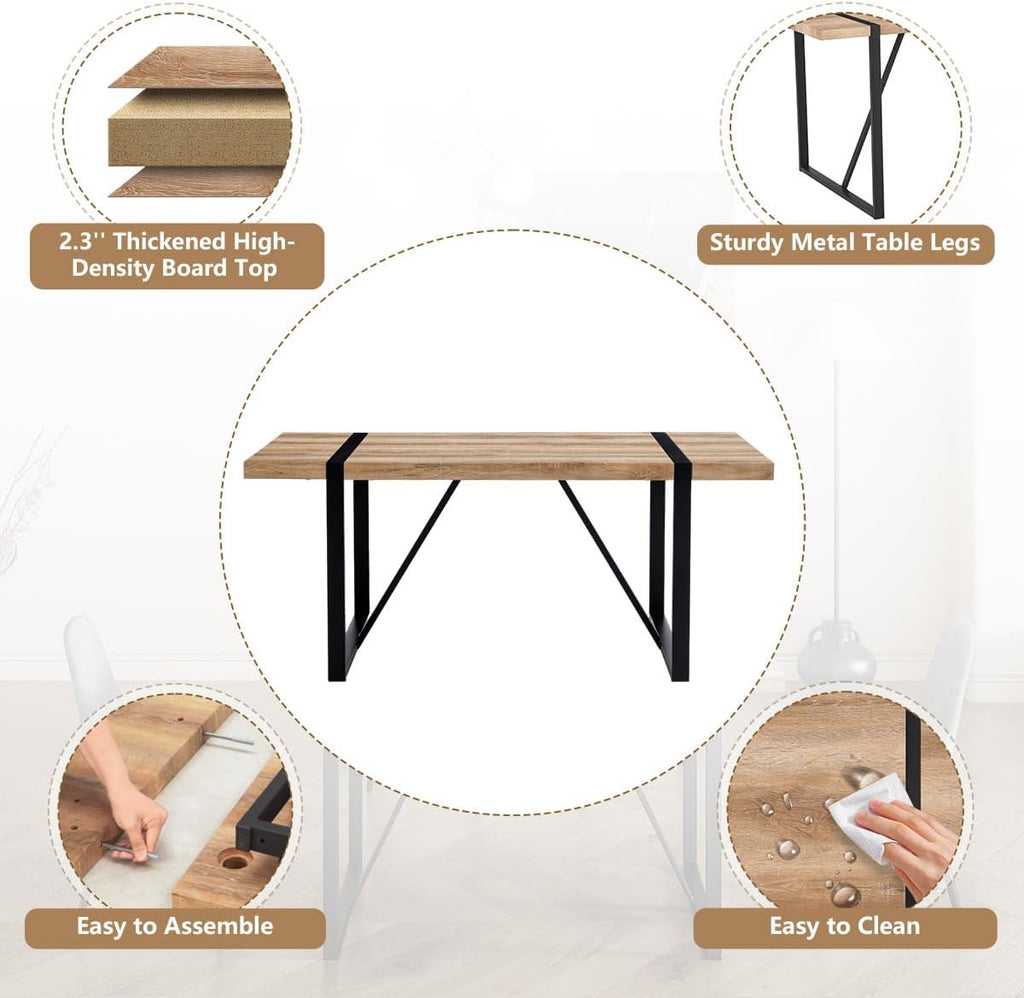 7 Piece Dining Table Set .Dinner Table Set for 6 .71'' Kitchen Table and Suede Nap Fabic Chairs Set of 6 .6 Chair Dining Table Set for Kitchen Dining Room