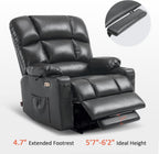 MCombo Oversized Dual Motor Power Lift Recliner Chair Sofa with Massage and Heat for Big Elderly People, Infinite Position, USB Ports, Faux Leather R7688 (Dark Grey, Large-Oversize)