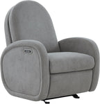 Austin Power Glider Recliner | Contemporary Nursery Glider Chair with Adjustable Headrest & Glide | Live Smart Stain-Resistant Fabric | Modern Recliner Chair for Nursery & Living Spaces, Gray