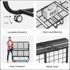 Folding Bed with 5" Mattress, 75" x 31" Roll Away Twin Beds for Adults with Storage Cover, Portable Foldable Bed with Metal Frame on Wheels for Guest, Space Saving