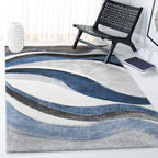SAFAVIEH Hollywood Collection Area Rug - 9' x 12', Grey & Blue, Mid-Century Modern Design, Non-Shedding & Easy Care, Ideal for High Traffic Areas in Living Room, Bedroom (HLW766F)