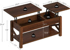 Rolanstar Coffee Table, 47.2" Lift Top with Hidden Compartment, 2 Way Lift Top Coffee Table with Open Shelf & X Wooded Support, Farmhouse Center Table for Living Room, Espresso