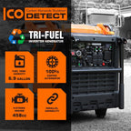 GENMAX Tri Fuel Generator 10500-Watt 458cc Tri Fuel Gasoline Propane Natural Gas Portable 50A Generator with Remote Start Ideal for Home backup power.