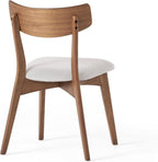 Dining Chairs Set of 4, Mid Century Modern Dining Chairs with Curved Backrest and Wood Legs, Walnut Finished Frame Upholstered Dining Room Chairs for Kitchen, Living Room (Light Beige)