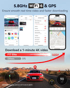 REDTIGER F17 Elite 4K Dash Cam 3 Channel  STARVIS 2 IMX678 & IMX675  128GB Card  Full Night Color  4K+2.5K+1080P Front and Rear Inside  Voice Control  5GHz WiFi-30MB/s Download  GPS  HDR  Parking Mode