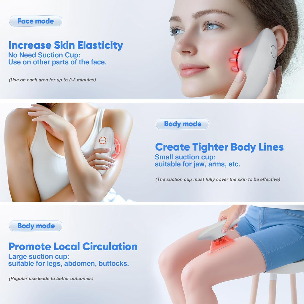 3-in-1 Electric Cellulite Massager, 3-in-1 Body Sculpting Machine -3 Modes Adjustable Body Sculpting Machine- Home Use Cupping Therapy Tool for Back, Belly, Waist, Arms, Legs-White