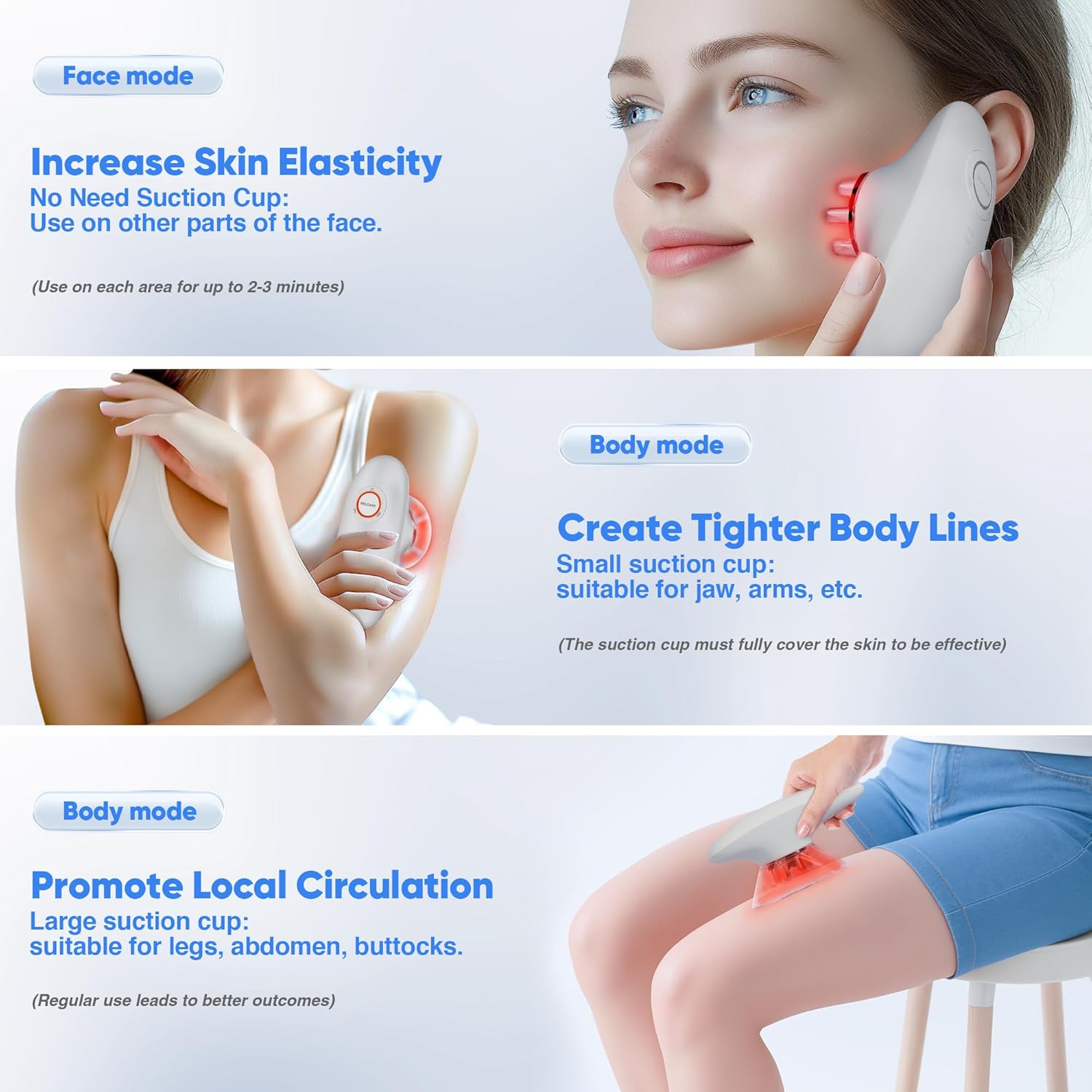 3-in-1 Electric Cellulite Massager, 3-in-1 Body Sculpting Machine -3 Modes Adjustable Body Sculpting Machine- Home Use Cupping Therapy Tool for Back, Belly, Waist, Arms, Legs-White