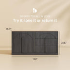 BELLEZE Modular Sideboard Cabinet with Storage, 2-Piece Modern Buffet Cabinet with Adjustable Shelf and 3 Drawers, Media Console Minimalist Credenza for Living Room Kitchen Dining Room, Ebony
