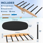 Hang 11 Vertical Surfboard Rack - Surf Racks for Wall, Sustainable Hardwood Surf Board Holder with Rubber Mat, Surfboard Wall Mount, Paddle Board & SUP Garage Storage (6 arms / 5-6 boards)
