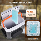 Kikihuose 12V Car Refrigerator 32 Qt (30L) Electric Cooler/Warmer with Pockets, Ice Pack Divider, Removable Lid, Wheels,Thermoelectric Fridge for Travel Camping Vehicles Truck Home, 120V AC