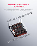 AOOSTAR MACO AMD R7 PRO 6850H Mini PC (8C/16T 4.70Ghz) with LPDDR5 6400Mhz 24GB RAM &1TB M.2 2280 PCIE4.0 NVME SSD 3 *M.2 Slots; Dual 2.5G; LAN Dual USB4；Four-Screen 4K Display