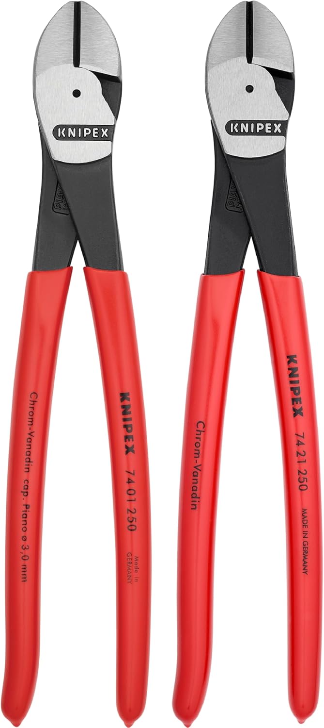 KNIPEX Tools 9K 00 80 129 US High Leverage Straight and Angled Diagonal Cutter Set, 2-Piece
