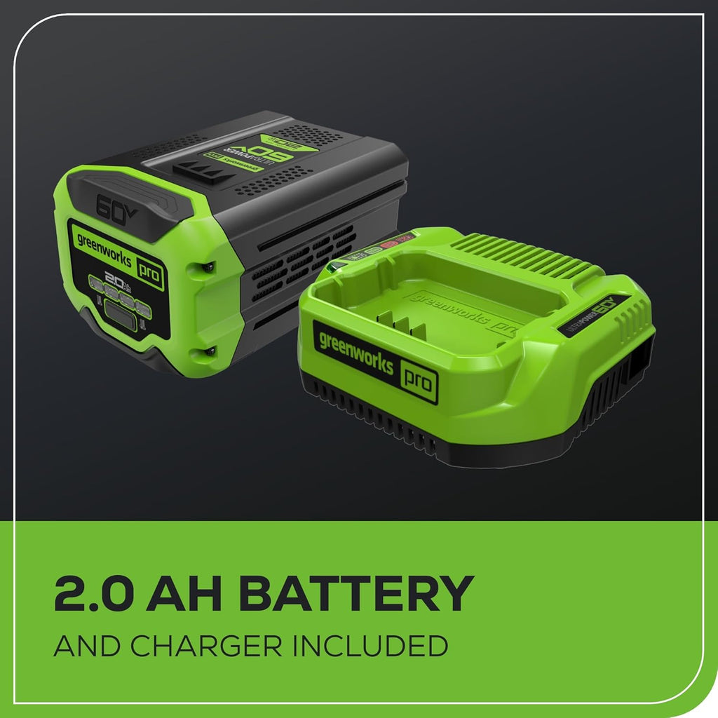 Greenworks 60V 8" Brushless Cordless Edger with 2.0Ah Battery & Charger – Tool-Free Depth Adjustment  Lightweight Lawn Edging Tool  4-Year Warranty