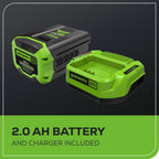 Greenworks 60V 8" Brushless Cordless Edger with 2.0Ah Battery & Charger – Tool-Free Depth Adjustment  Lightweight Lawn Edging Tool  4-Year Warranty