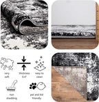 Keen Home Design Area Rugs - 9x12 Non-Shedding, Abstract Rugs for Kitchen, Living Room, Bedroom, Dining Room, Entryway - Size: 9'2" x 11'11", Abstract Black