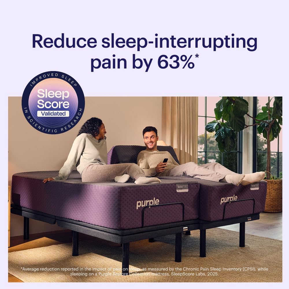 Purple Restore Mattress (Soft) – Queen, GelFlex Grid, Better Than Memory Foam, Temperature Neutral, Responsiveness, Breathability, Made in USA