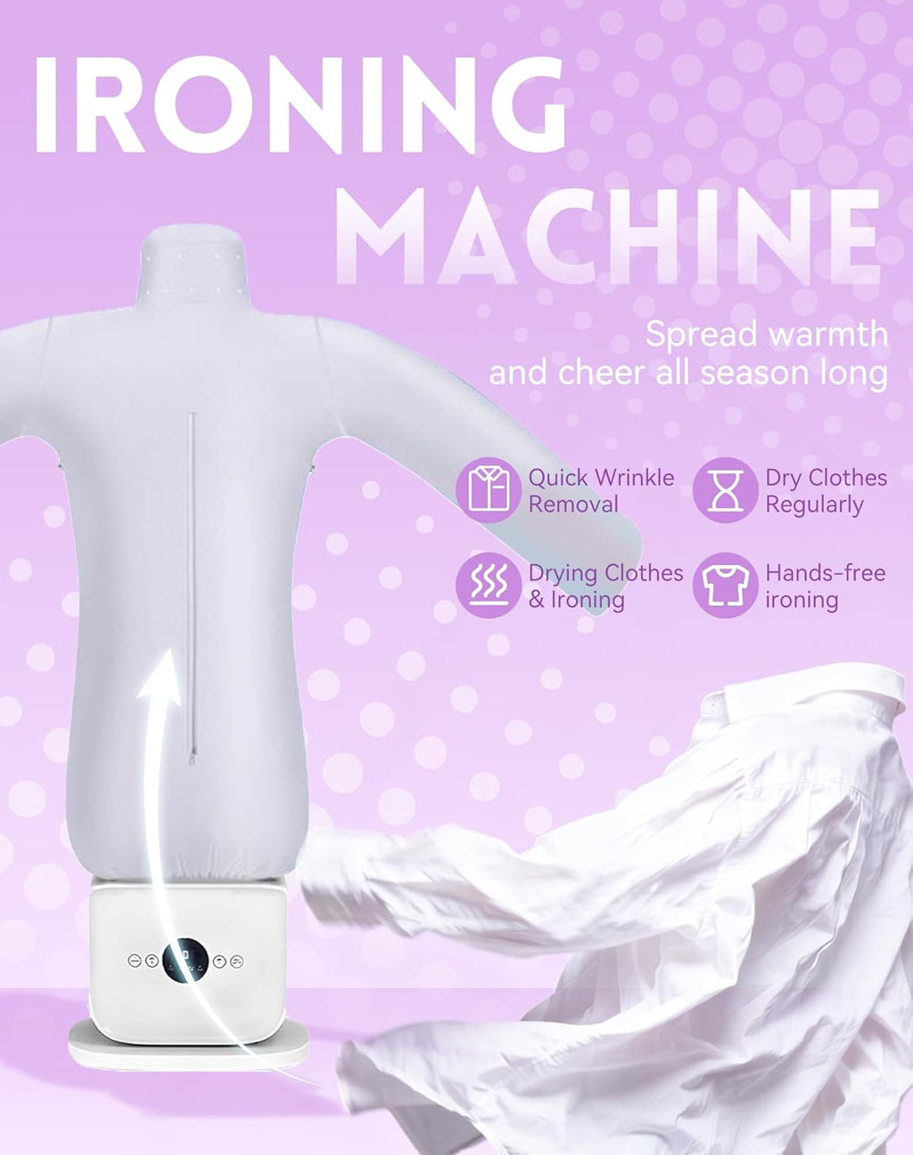 Automatic Steam Iron - 2026 Upgraded Touched Hands-Free Automatic Ironing Machine 3.0, 2-in-1 Hands-Free Steam & Hot Air Dryer, 8 Minutes Quick Ironed Dry for Shirts, Pants, Jackets & Shoes