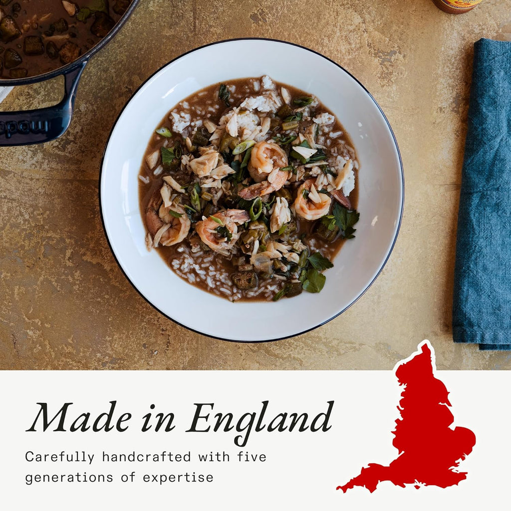 Made In Cookware | Set of 4 | Entrée Bowls | White With Navy Rim | Porcelain | Crafted in England