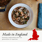 Made In Cookware | Set of 4 | Entrée Bowls | White With Navy Rim | Porcelain | Crafted in England