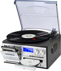9 in 1 Record Player with External Speakers 3 Speed Bluetooth Turntable Vinyl Player with CD/Cassette Play AM/FM Radio  USB SD/MMC Play  Aux-in/RCA Line Out