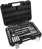 GreatNeck 82-Pc Mechanic Tool Set, SAE & Metric Socket and Ratchet Set, Mechanic Gifts, Tool Box with Tools, 1/4", 3/8", 1/2" Drive, Durable Storage Case