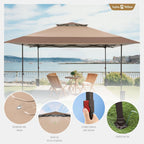 Sophia & William Outdoor Canopy 13x13 Pop Up Canopy Tent Instant Easy One Person Set Up Folding Shelter w/Auto Extending Eaves 169 Square Feet of Shade, UPF50+, Beige