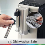 Bosch 300 Series Fully Automatic Espresso and Coffee Machine – One Touch Milk Drinks, Built-In Ceramic Grinder, In-Cup Frother, Easy Clean and Descale, Silver TIU20307